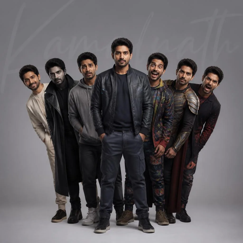 Multiverse Man Facing His Many Alternate Realities – men's athletic wear ai prompts – AI generated example