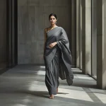 An Indian Woman's Powerful Stride in a Modern Architectural Setting | chatgpt photo editing prompts new