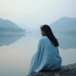 An Indian Woman's Reflective Mood by a Still Lake | chatgpt photo editing prompts for girl